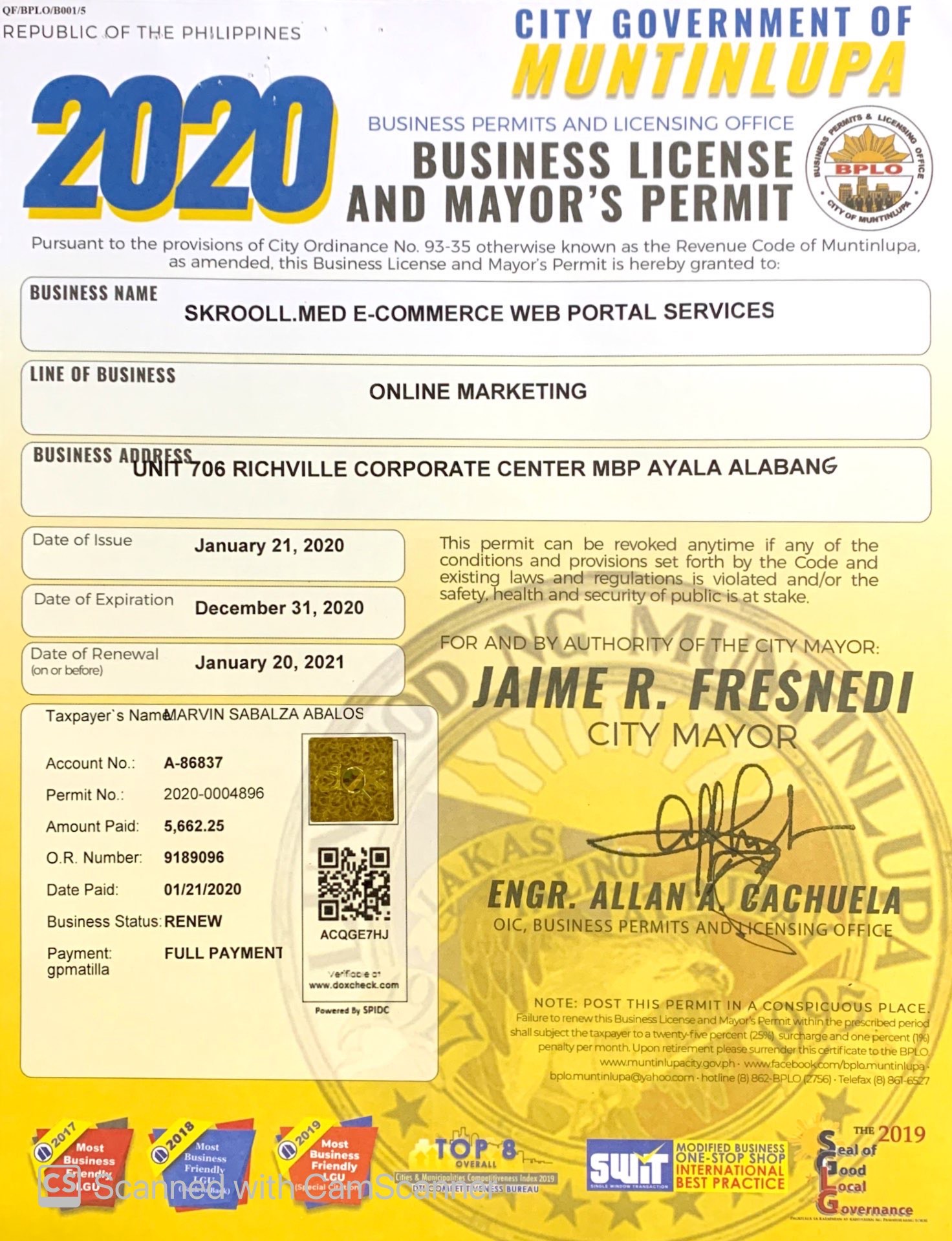 Permit & Certificate - skrooll